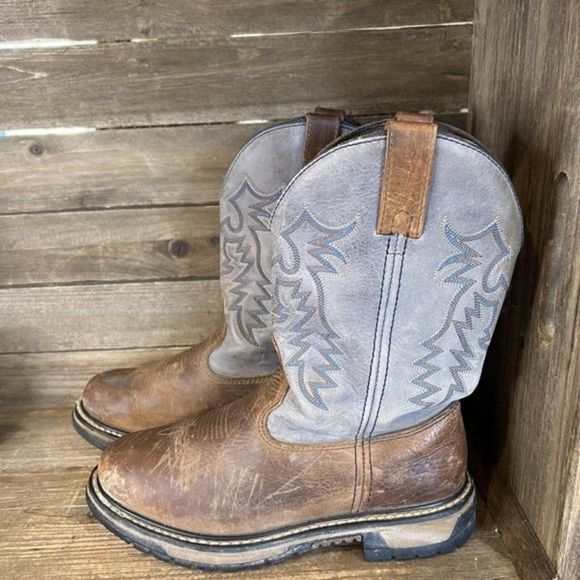 Womens Rocky Ride Branson Brown Leather Western Roper Cowboy Boots Size 9.5 M - Picture 2 of 8
